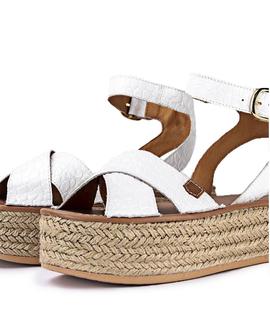 Sandalias Plataforma Orilla Coco Blanco POPA para Mujer