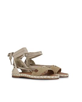 Sandalias Planas Clara Laz Wb Beige POPA para Mujer