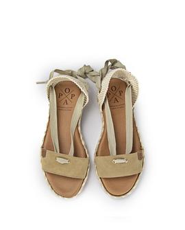 Sandalias Planas Clara Laz Wb Beige POPA para Mujer