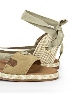 Sandalias Planas Clara Laz Wb Beige POPA para Mujer