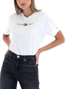 Camiseta Tommy Jeans Homespun Blanco Para Mujer