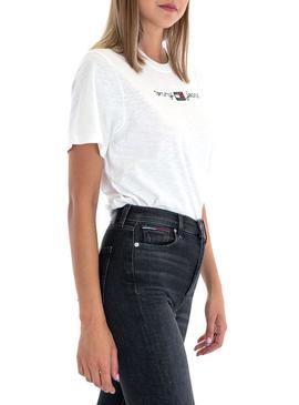 Camiseta Tommy Jeans Homespun Blanco Para Mujer