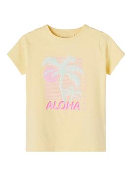 Camiseta Name It Jesa Aloha Amarillo Para Niña