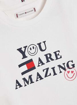  Camiseta Tommy Hilfiger Positive Blanca Niña