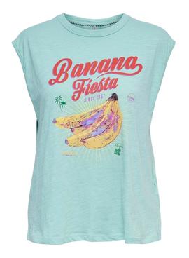 Camiseta Only Banja Banana Azul Para Mujer