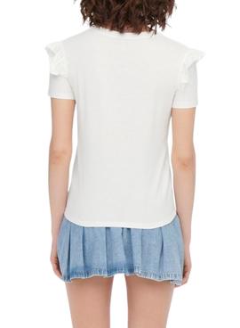 Camiseta Only Maja  Volantes Blanca Para Mujer