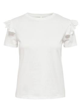 Camiseta Only Maja  Volantes Blanca Para Mujer