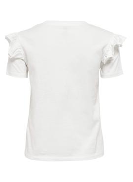 Camiseta Only Maja  Volantes Blanca Para Mujer