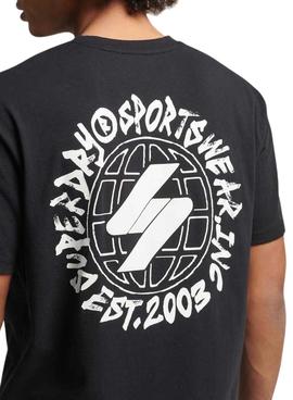 Camiseta Superdry Code Globe Logo Negra Hombre