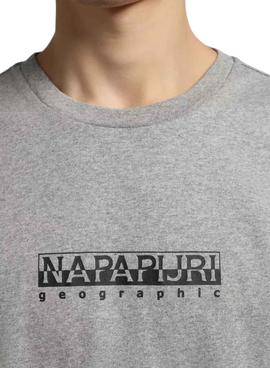 Camiseta Napapijri Box Gris Para Hombre