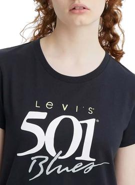 Camiseta Levis The Perfect 501 Negra Para Mujer