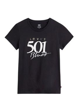 Camiseta Levis The Perfect 501 Negra Para Mujer