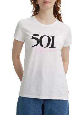 Camiseta Levis The Perfect 501 Blanca Para Mujer
