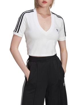 Top Crop Adidas Adicolor Blanco Para Mujer