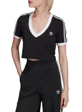 Top Crop Adidas Adicolor Negro Mujer