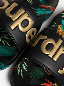 Chanclas Superdry Tropical Negro Mujer