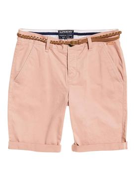 Bermuda Superdry Chino City Rosa Para Mujer