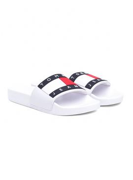 Chanclas Tommy Jeans Logo Flag Blanco Mujer