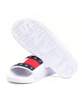 Chanclas Tommy Jeans Logo Flag Blanco Mujer