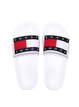 Chanclas Tommy Jeans Logo Flag Blanco Mujer