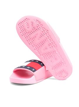 Chanclas Tommy Jeans Logo Flag Rosa Mujer