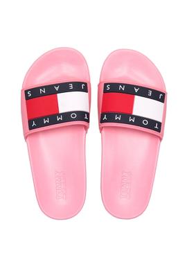 Chanclas Tommy Jeans Logo Flag Rosa Mujer