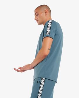 Camiseta Fred Perry Taped Ringer Azul Claro Hombre