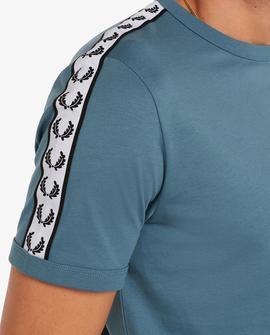 Camiseta Fred Perry Taped Ringer Azul Claro Hombre