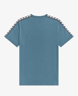 Camiseta Fred Perry Taped Ringer Azul Claro Hombre