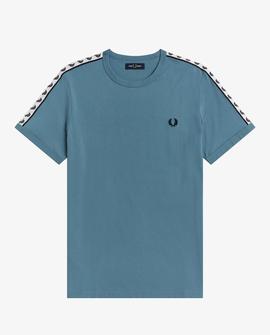 Camiseta Fred Perry Taped Ringer Azul Claro Hombre