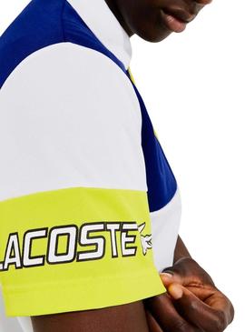 Polo Lacoste Sport Colorblock Blanco Para Hombre