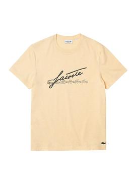 Camiseta Lacoste Firma Amarilla Para Hombre