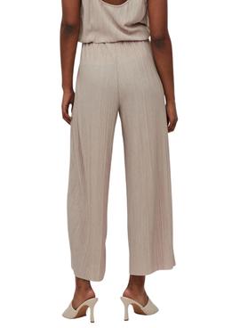 Pantalón Vila Lisa Plisado Beige Mujer