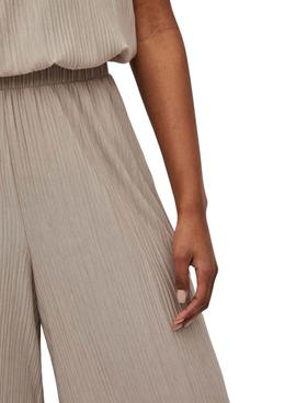 Pantalón Vila Lisa Plisado Beige Mujer
