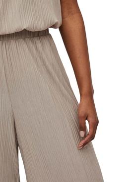 Pantalón Vila Lisa Plisado Beige Mujer