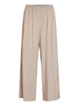 Pantalón Vila Lisa Plisado Beige Mujer