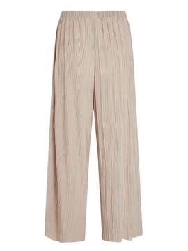 Pantalón Vila Lisa Plisado Beige Mujer