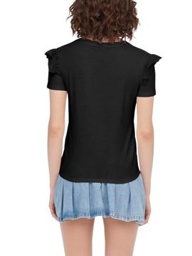 Camiseta Only Maja Volantes Negra Para Mujer