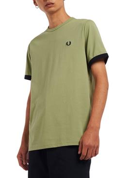 Camiseta Fred Perry Contraste Verde Para Hombre