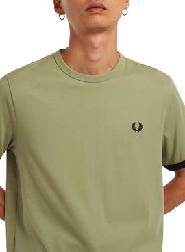 Camiseta Fred Perry Contraste Verde Para Hombre