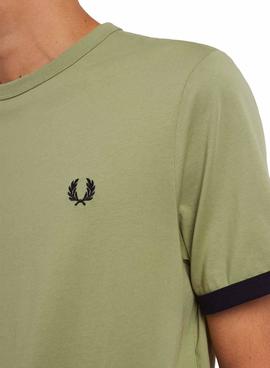 Camiseta Fred Perry Contraste Verde Para Hombre