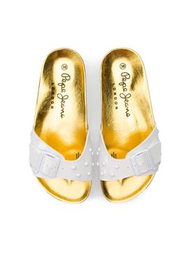 Chanclas Pepe Jeans Oban Studs Blanco Mujer