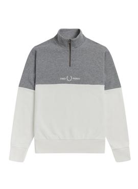 Sudadera Fred Perry Colourblock Gris-Blanco Hombre