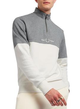 Sudadera Fred Perry Colourblock Gris-Blanco Hombre