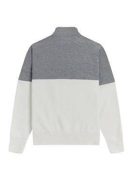 Sudadera Fred Perry Colourblock Gris-Blanco Hombre