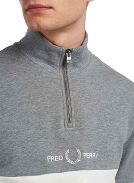 Sudadera Fred Perry Colourblock Gris-Blanco Hombre