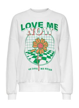 Sudadera Only Fanni Flower Blanco Para Mujer