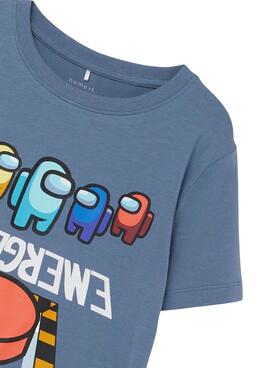 Camiseta Name It Among Us Gris Azul Para Niño
