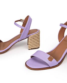 Sandalias Tacón Lajas Lila POPA para Mujer