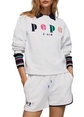 Sudadera Pepe Jeans Peg Logo Blanca Para Mujer